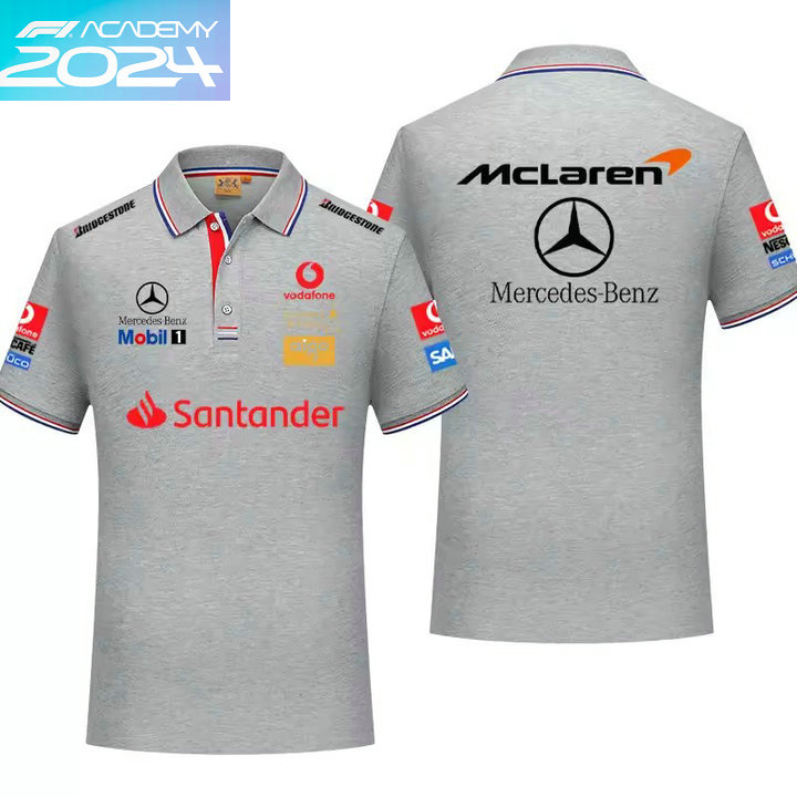 2024 Polo McLaren Mercedes-Benz Col Contrasté Coton Homme Manche Courte